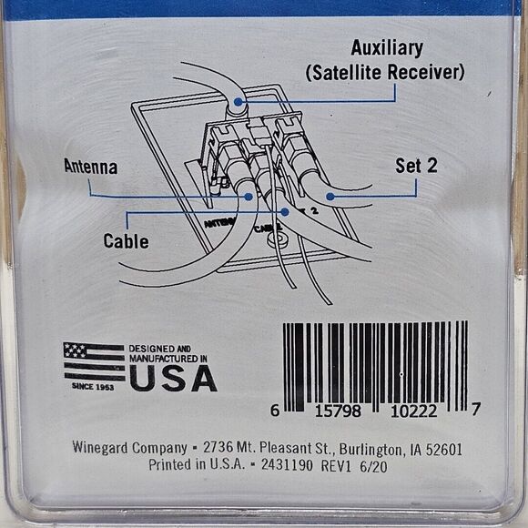 Winegard RV-7542 12 Volt Wall Plate TV Antenna Power Supply Sat Cable Input Jack - Picture 5 of 6